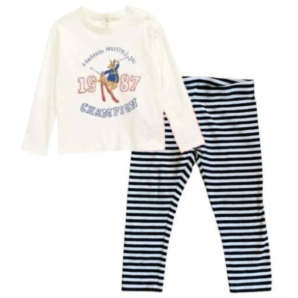 Tucker + Tate Baby Graphic Tee & Pant Set Ivory Egret Kangaroo Freestyle 3M NWT
